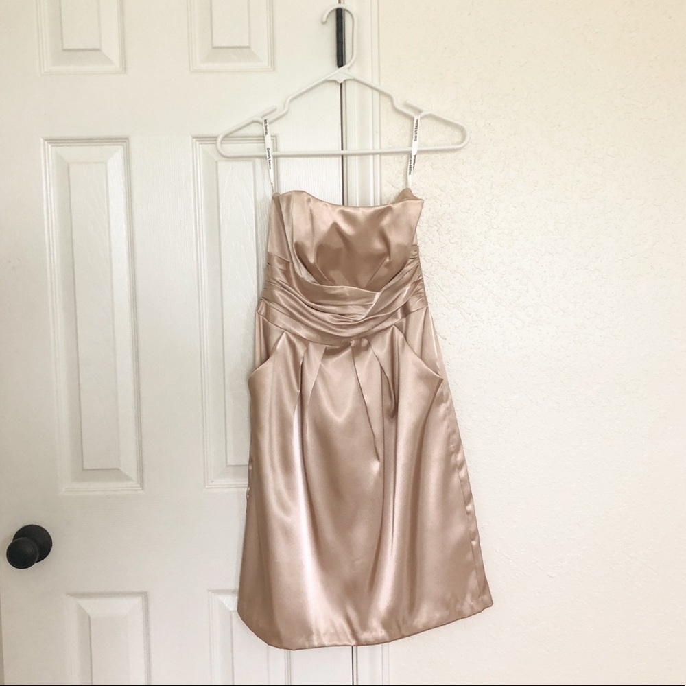 Gold bridesmaid dress strapless
